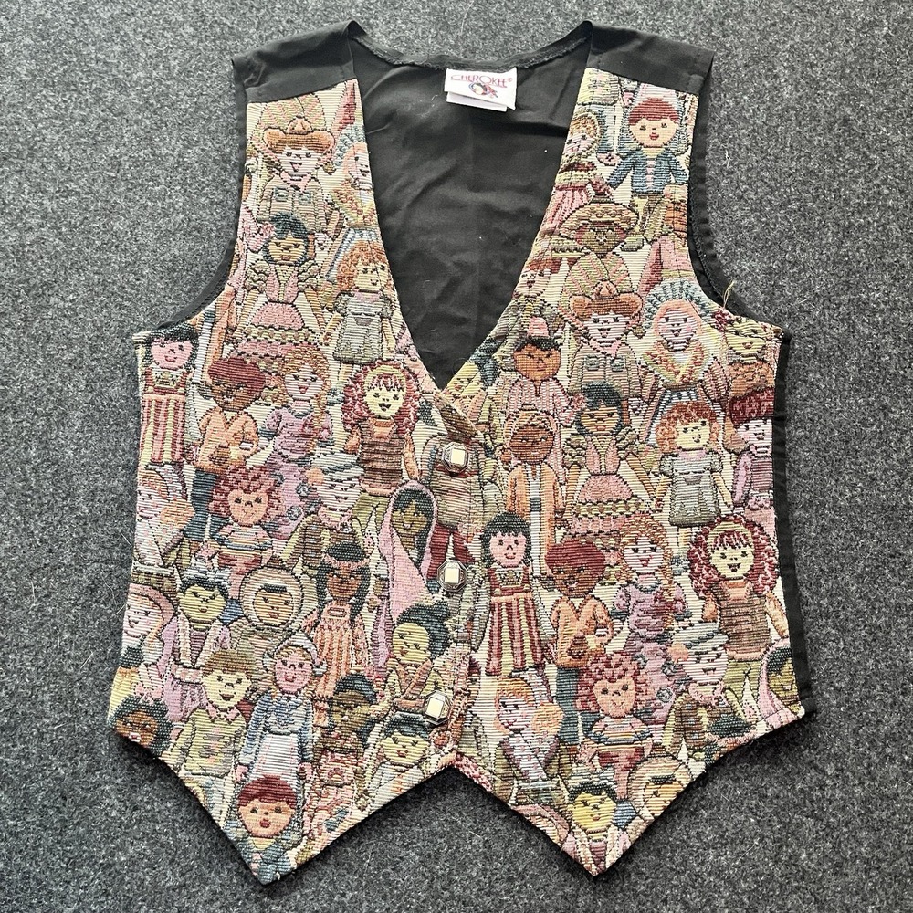 Vintage Cherokee Children‎ of the World Tapestry Vest Girls 6X USA